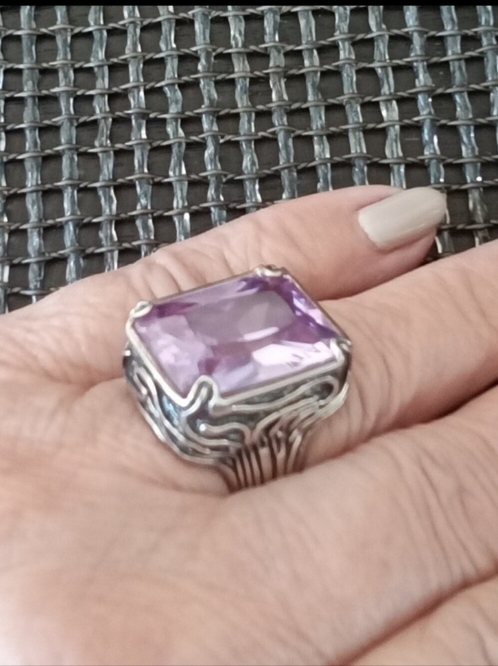 Silpada Bold Lavender CZ Sterling Silver Ring 7